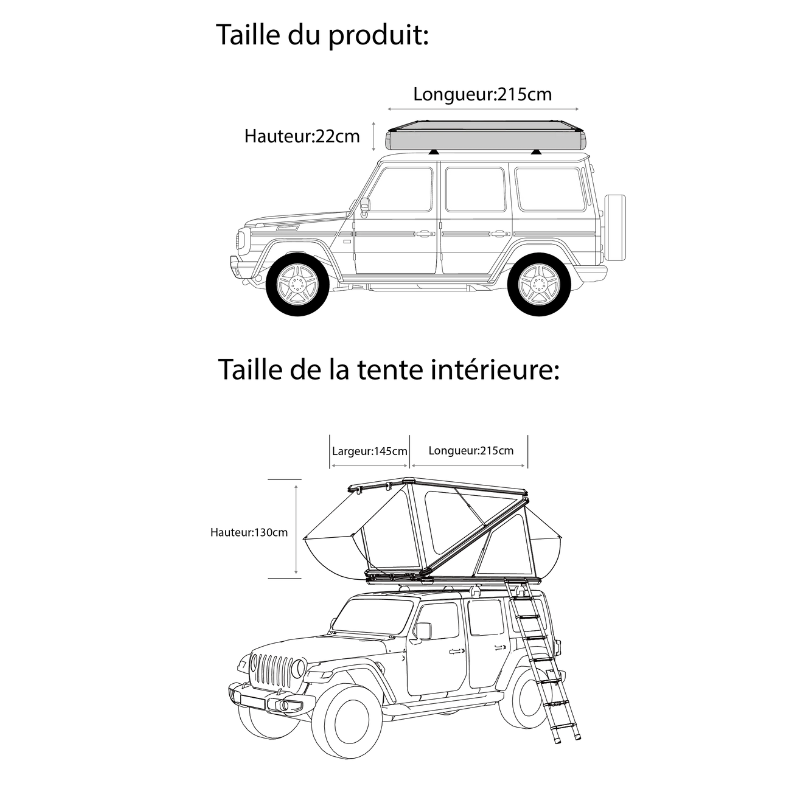 Tenda da Tetto con Guscio in Alluminio - 2 Persone