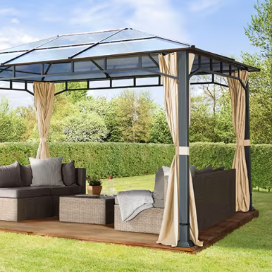Gazebo da Giardino Sunset Deluxe con Tetto Rigido 3×4 m