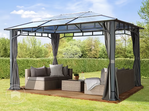 Gazebo da Giardino Sunset Deluxe con Tetto Rigido 3×4 m